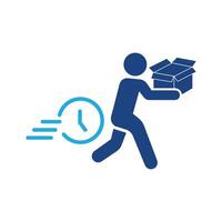 A man is carrying a box with a clock on it vector