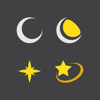 Four different moon and star symbols vector