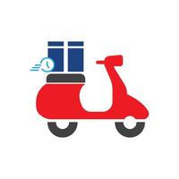 A red scooter with a box on the back vector