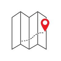 Map icon with pin pointing to a location vector
