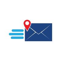 Email envelope icon with pin and arrow vector