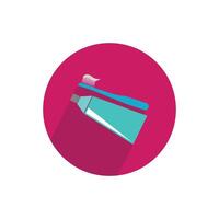 Toothbrush and toothpaste icon in a circle vector
