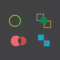 A set of four different colored circles and squares vector