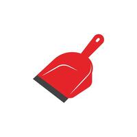 A red broom with a handle on it vector