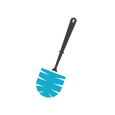 A blue spatula with a handle on a white background
