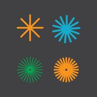 Four different colored starburst icons on a gray background vector