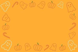 halloween border background illustration, halloween frame in doodles, minimal style for commercial and copy space vector