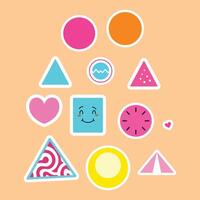 Geometrical Colorful Sticker Set. Abstract Shapes and Patterns Stickers vector