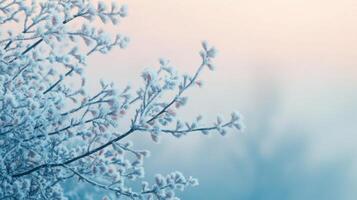 A branch of a tree covered in frost photo