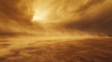 A desert landscape with a storm in the distance photo