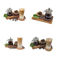 Four different types of coffee and coffee beans photo