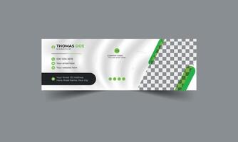 Professional green and white color email signature desing, editable personal info banner design with image vector