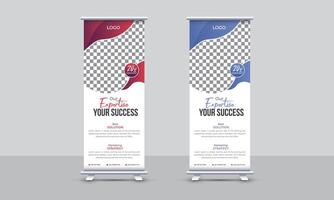 Modern business roll up banner with gradient colors or pull up banner template vector