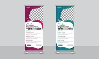 colorful business roll up banner design ediable template with colorful layout vector