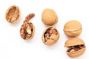 Walnut nut food isolated on white background, walnuts nut photo
