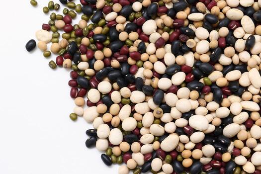 Top view of beans, black beans soybeans mung beans red beans with white beans mix photo