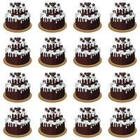 Chocolate cake with sugar icing. illustration on a white background. Simple seamless pattern. vector