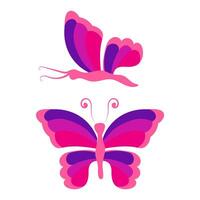 Butterfly with open wings and closed wings. illustration isolated on white background. vector