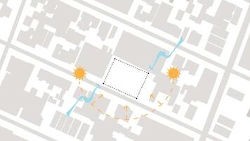 architecture site analysis symbol icon element drawing graphic flat isolated . architecture element line sun wind sound sun path vegetation 14 vector