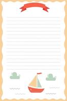 diary page template with corbels and clouds and lines for entries vector