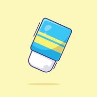 Cute eraser design. Flat cartoon style with simple color inside vector