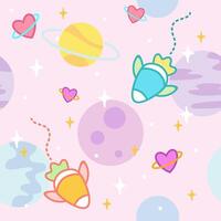 pastel rocker and planets pattern seamless background vector
