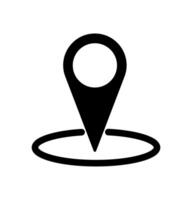Location or map pin icon symbol. Black pin marker with white dot isolated on white background. Location map icon. Location pin, illustration. vector