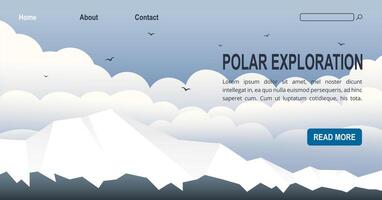Antarctica landscape and view on mountains with ice banner. Global warming horizontal banner vector