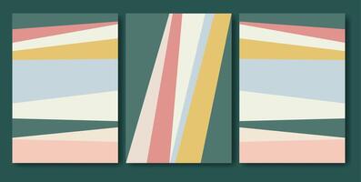 Set of minimal geometric design poster set. Colorful retro 20s template collage vector