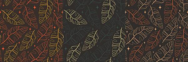 Autumn seamless pattern with leaves and stars. Falling leaf seamless background vector