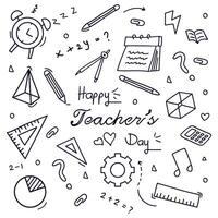 Hand drawn outline doodle happy teachers day vector