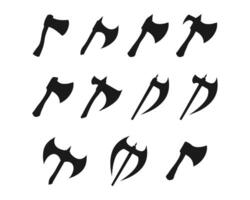 A set of different axes and axes on a white background vector