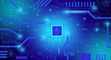 Processor circuit board background, glowing futuristic digital technology wallpaper illustration suitable for banners, templates and presentations about technology. vector