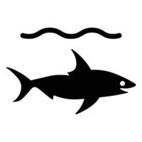 Minimalist Shark Icon with Wave Graphic Design vector