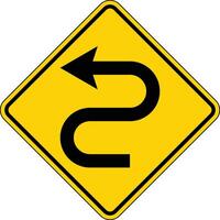 Warning Sign Double Curve Symbol On White Background vector