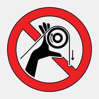 Warning Sign for Improper Tape Disposal Method vector