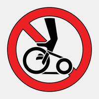 No Bicycle Riding Symbol in Red Circle Sign vector