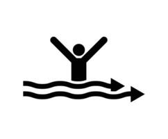 Joyful Person Swimming in Water with Raised Arms vector