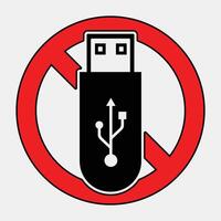 Prohibition Symbol for USB Flash Drive Usage vector