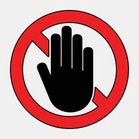 Stop Sign with Hand Symbol on Neutral Background vector