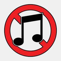No Music Allowed Symbol with Red Circle and Line vector