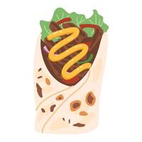 Shawarma with Lettuce and Cucumber vector