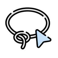 a blue arrow pointing to a knot on a white background vector