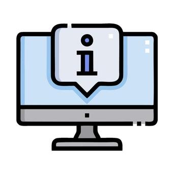 A computer monitor with an i icon on it vector