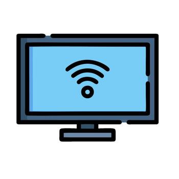 A computer monitor with a wifi symbol on it vector