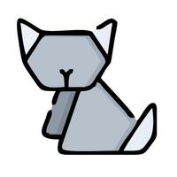 A gray cat sitting down on a white background vector