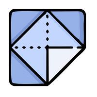 A blue and white square with a line through it vector
