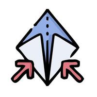 A paper airplane with arrows pointing to it vector