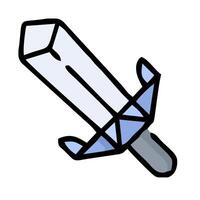 A sword with a blue handle and a blue blade vector