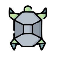 A turtle is shown in a flat style vector